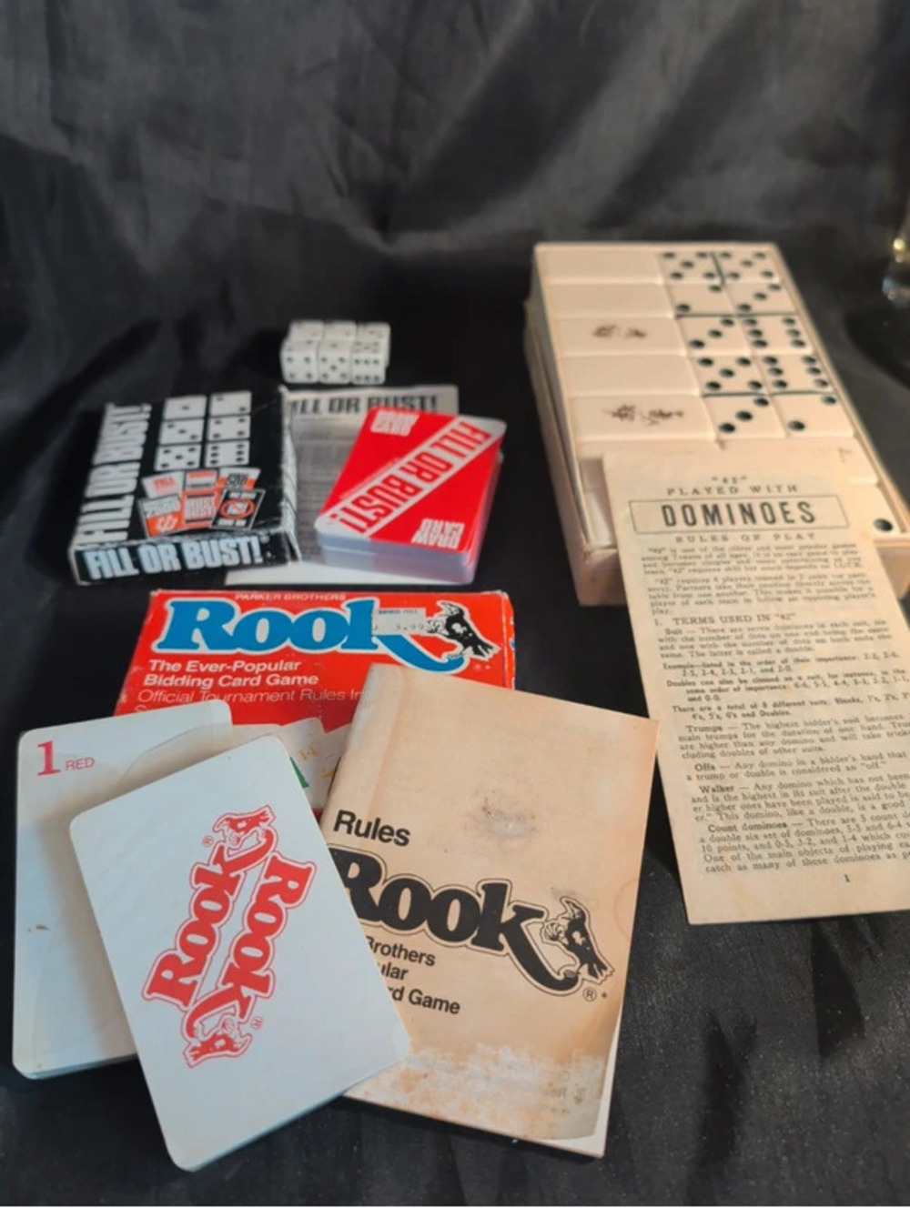 Vintage games Rook,  fill or bust and Domino's
